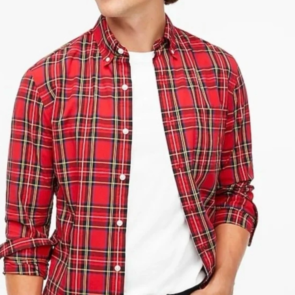 NWT J Crew Men’s Slim Flex Washed Plaid Button Down Shirt